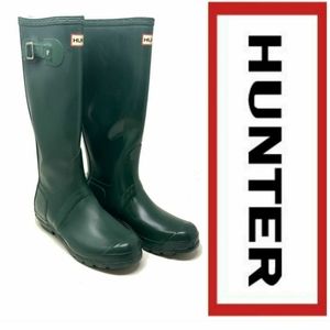Hunter Original Tall Sz 7 Green Rain Boots
